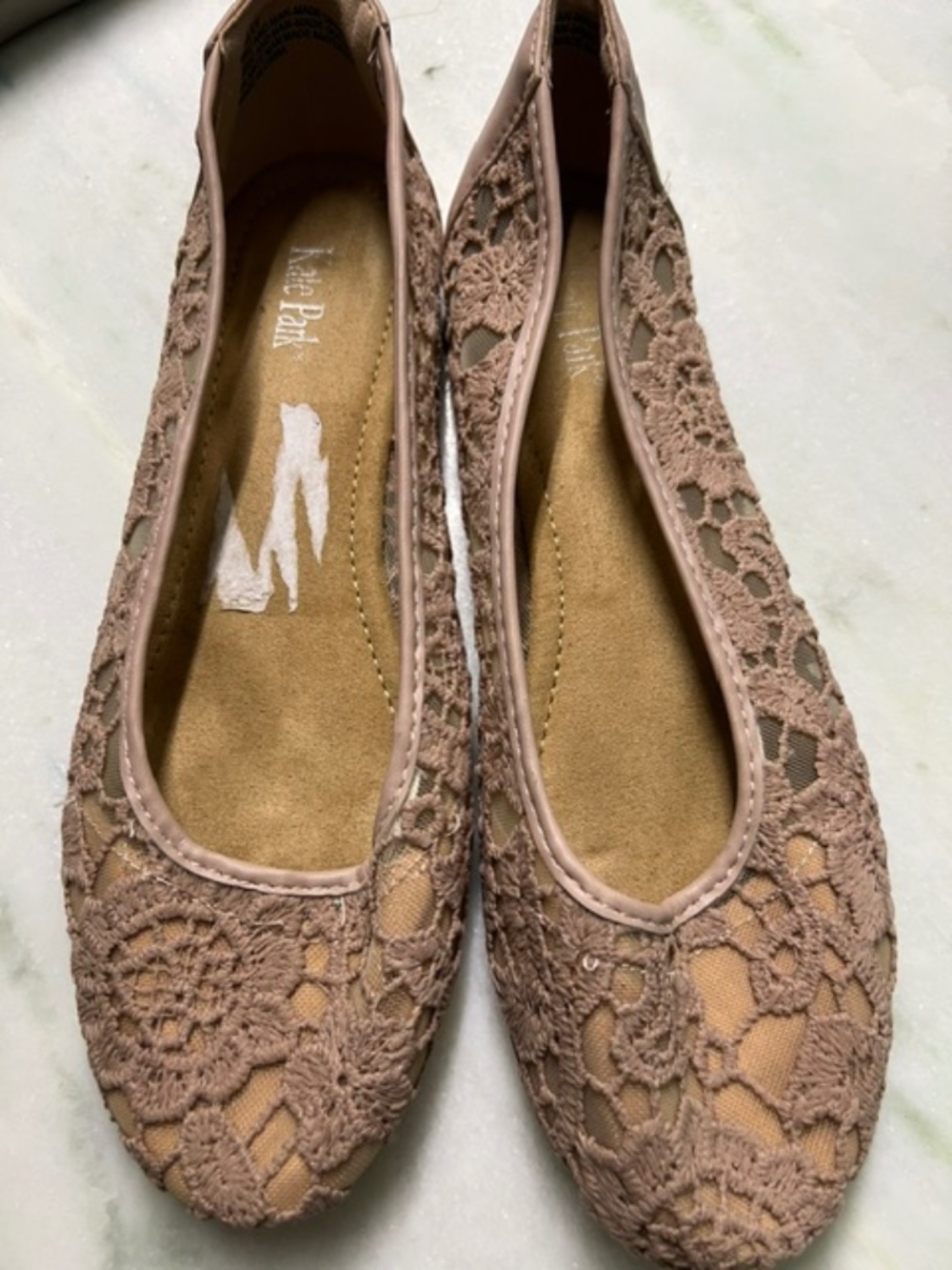 Kate Park Dusty Rose lace ballet flats.